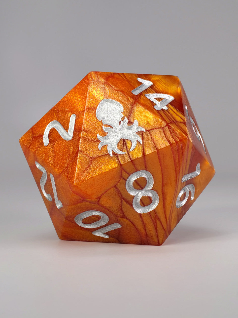 Orange with Silver Ink Hand Polished Sharp Edge 55mm D20